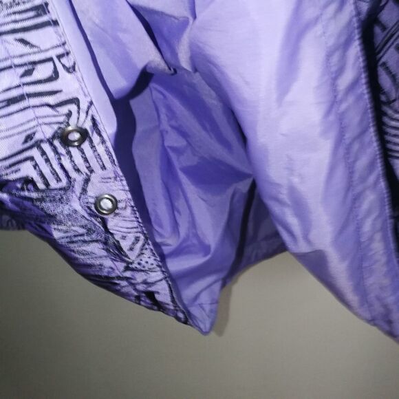 VINTAGE MISTRAL Purple & Black Abstract Comic Oversized Rain Coat Size Large - Picture 9 of 16